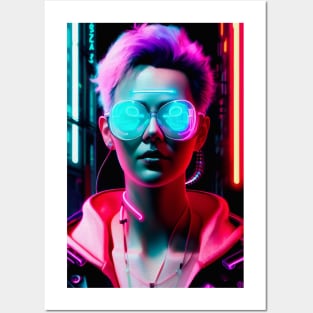 Abstract Cyberpunk Girl Posters and Art